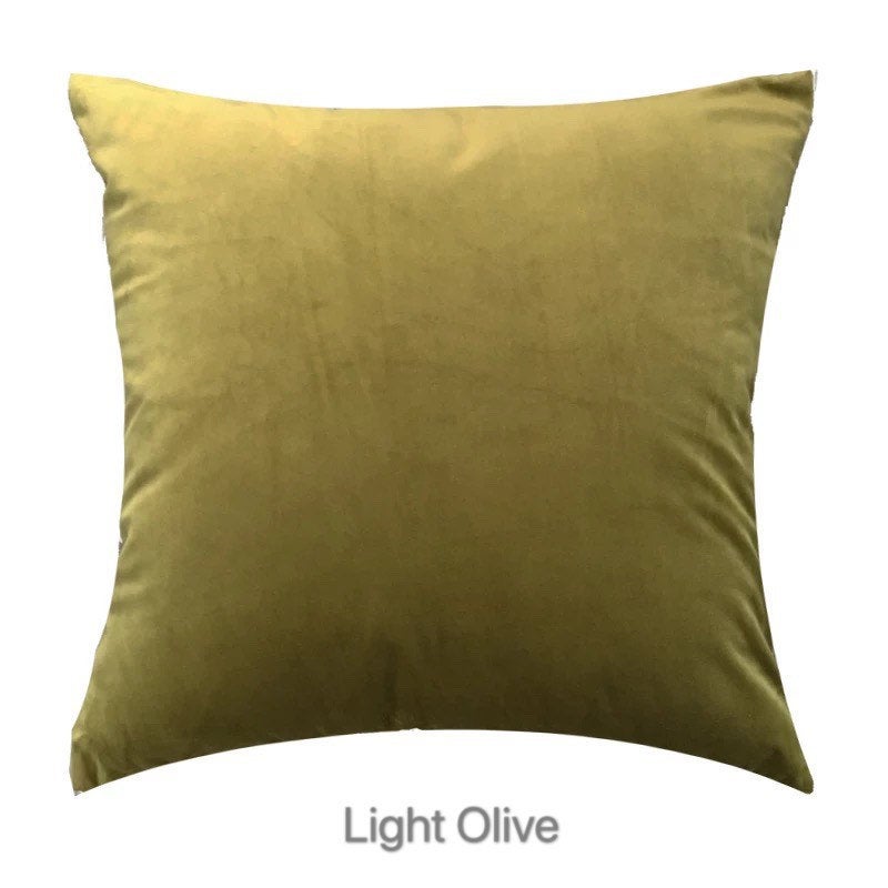 Custom Velvet Square Cushion Cover, Luxury Throw Pillow, Luxury Velvet Pillow Cover, Vintage Style Green Moss / Brown / Light Olive