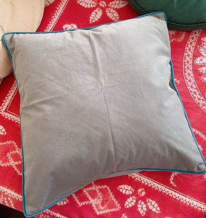 Silver Grey Luxury Matt Velvet Throw Pillow Cover, 19” Square Cushion Cover, Decorative Accent Pillow Cover, Gray Living Room Decor