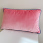 Pink & White Double Sided Cushion Cover, Luxury Velvet Lumbar Pillow Cover 12” X 20”,  Decorative Throw Pillow Cover Baby Pink / Milk White