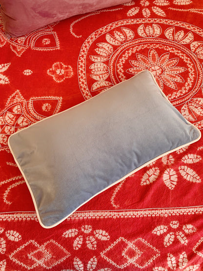 Velvet Pillow Covers | 12" X 20" Throw Pillow Cover | Yellow & Grey Blue | Vintage Pillow Covers | Lumbar Cushion Cover