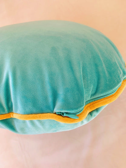 Mint Blue Luxury Velvet Cushion Cover, Vintage Style Living Room Decor