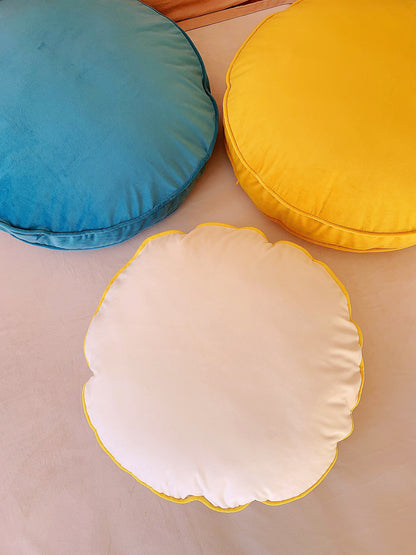 White Velvet Luxury Round Cushion Cover, Scatter Pillow Couch Cushion