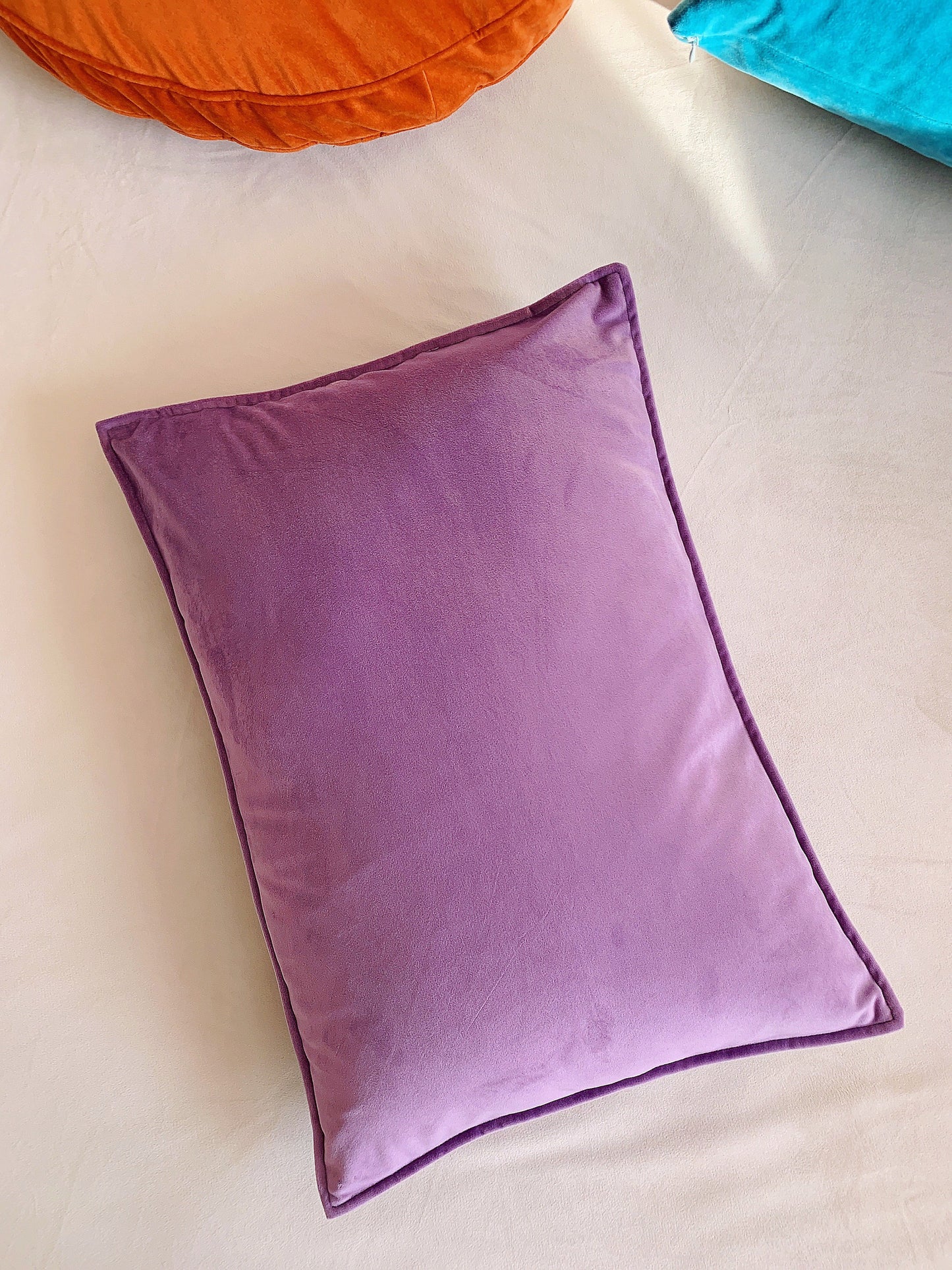 Lavender Purple Lumbar Cushion, Luxury Velvet Throw Pillow Cover