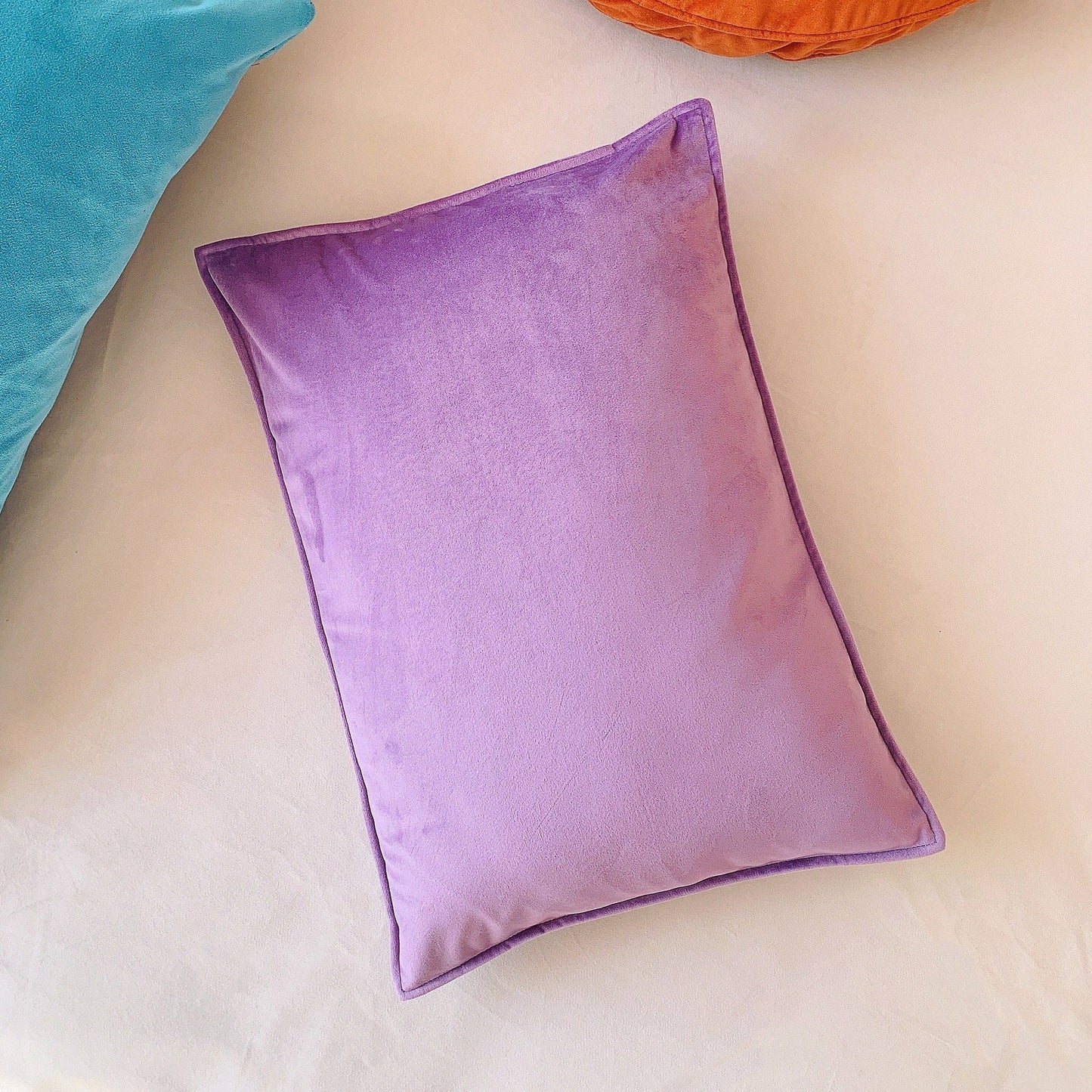 Lavender Purple Lumbar Cushion, Luxury Velvet Throw Pillow Cover