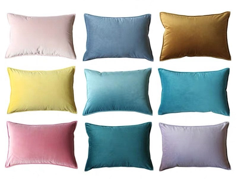 Turquoise Blue Velvet Lumbar Pillow Cushion Cover