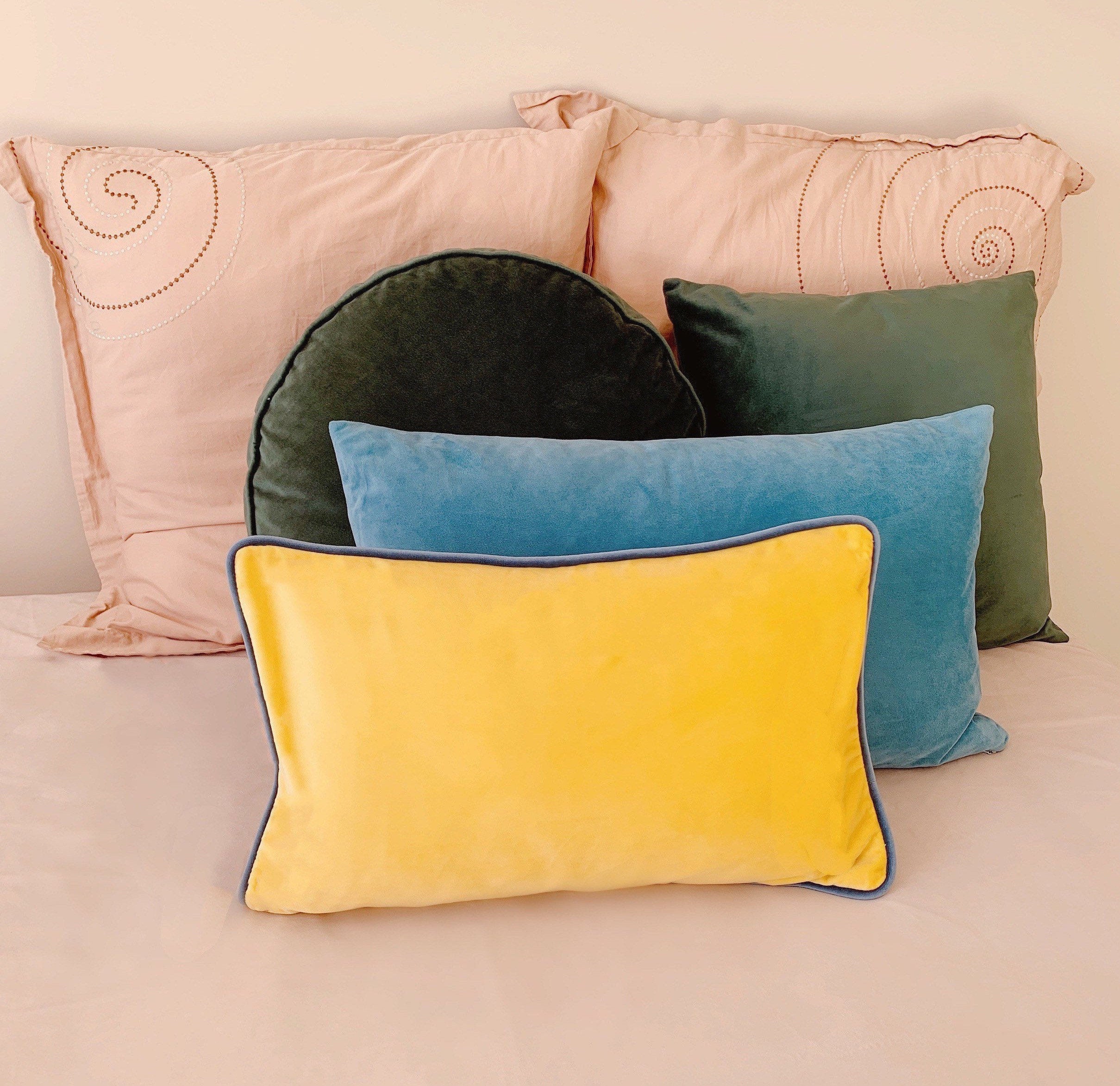 Velvet clearance yellow cushions