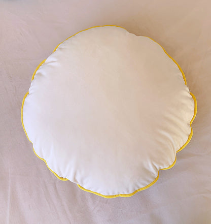 White Velvet Luxury Round Cushion Cover, Scatter Pillow Couch Cushion