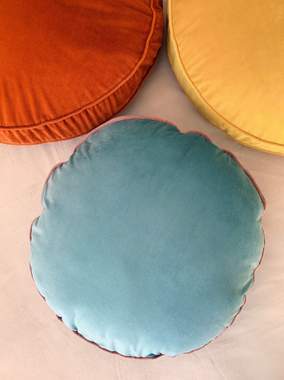 18" Baby Blue Velvet Round Cushion Cover