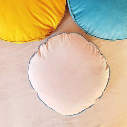 Light Pink Round Cushion Cover, Luxury Velvet Throw Pillow