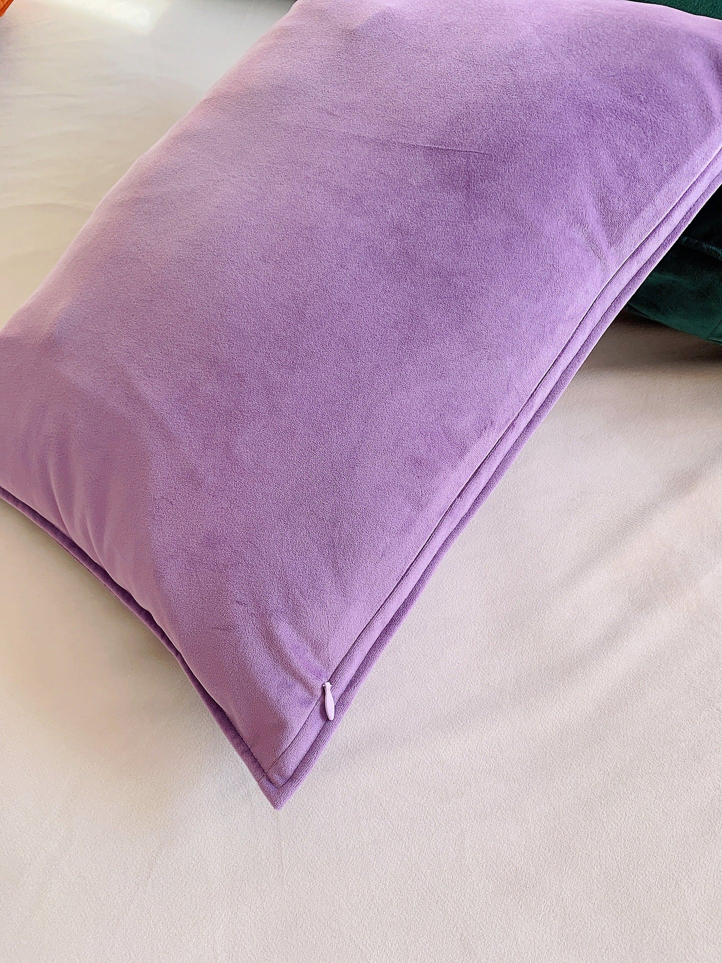 Lavender Purple Lumbar Cushion, Luxury Velvet Throw Pillow Cover