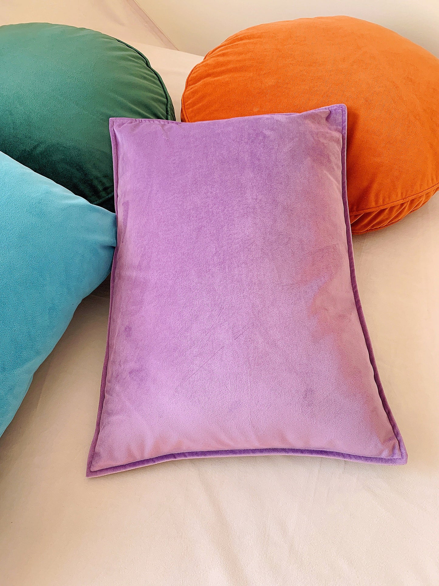 Lavender Purple Lumbar Cushion, Luxury Velvet Throw Pillow Cover