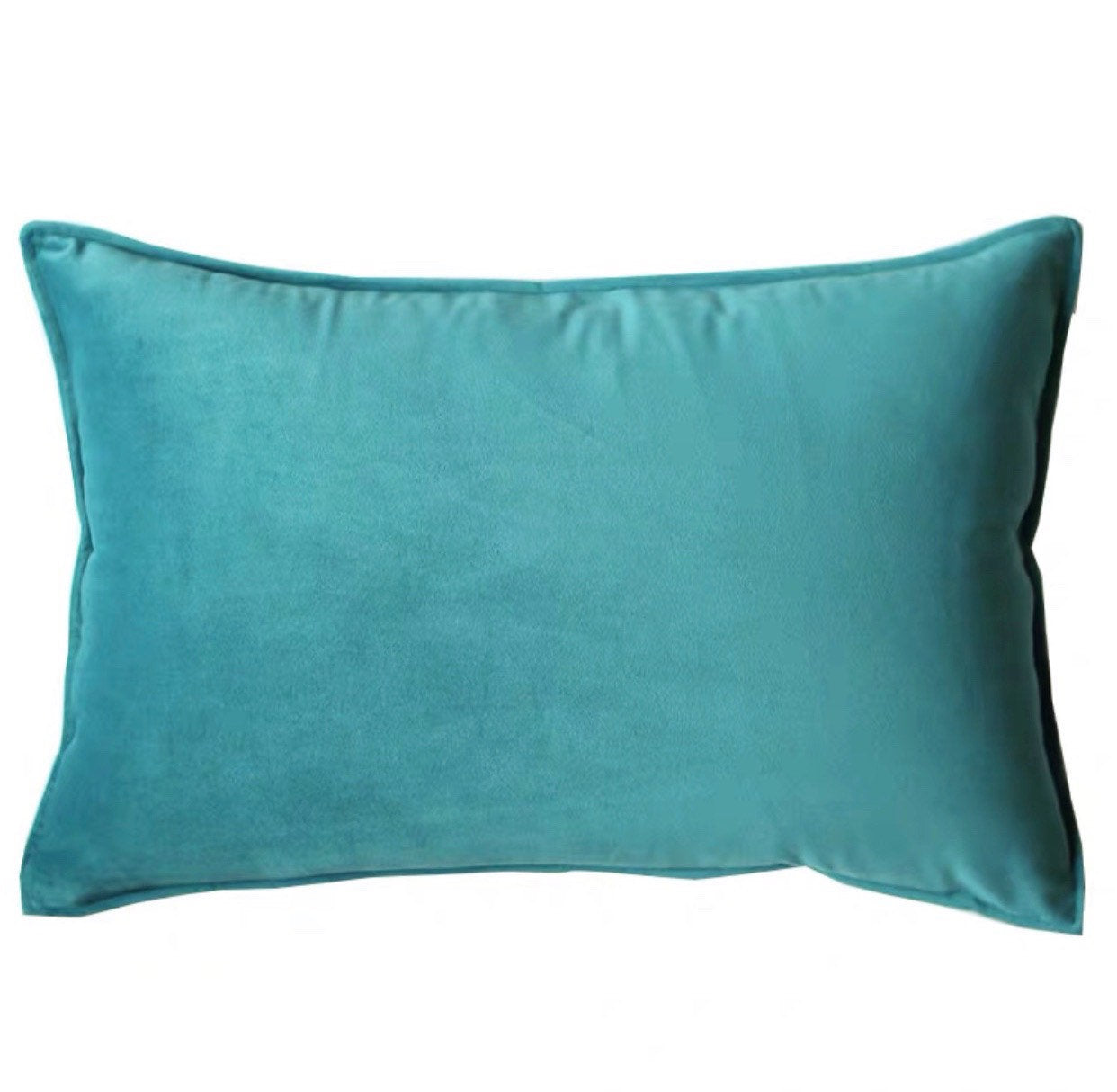 Turquoise Blue Velvet Lumbar Pillow Cushion Cover