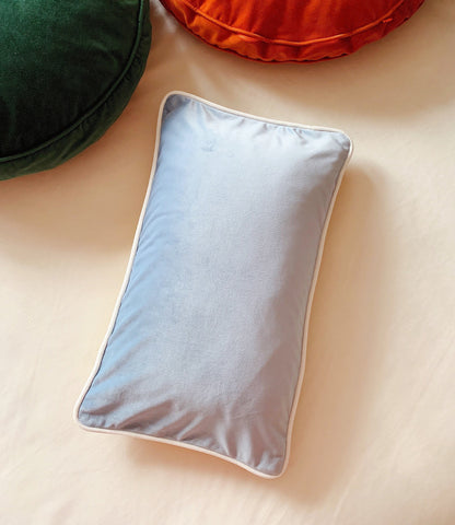 Velvet Pillow Covers | 12" X 20" Throw Pillow Cover | Yellow & Grey Blue | Vintage Pillow Covers | Lumbar Cushion Cover