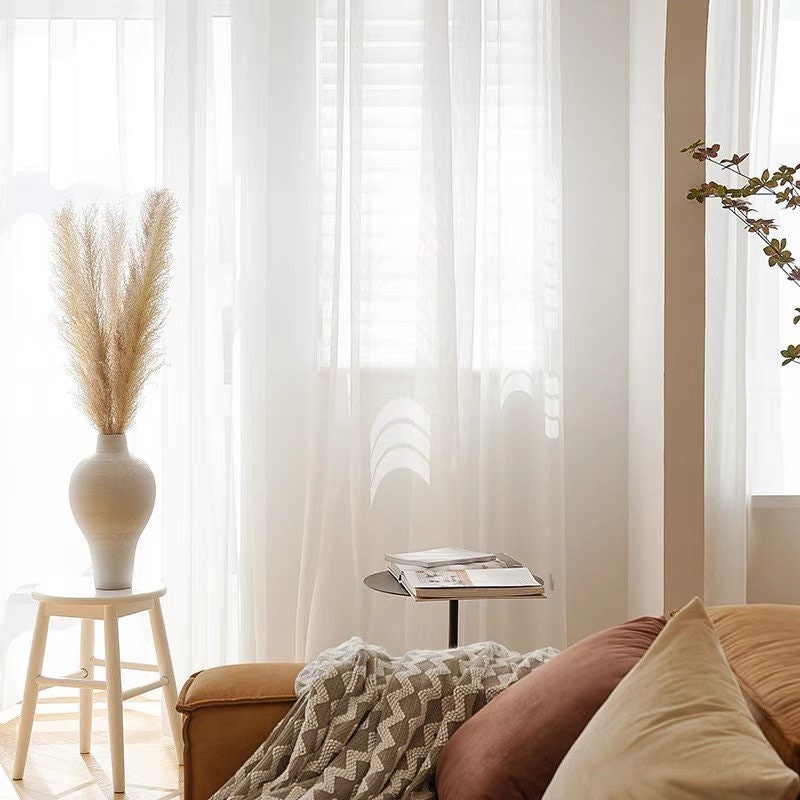 Pearl White Sheer Curtain, Shimmer Shine Curtain, Rod Pocket Curtain Panel