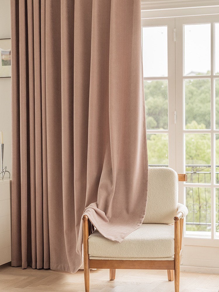 Chenille Curtain Pale Pink Embossed
