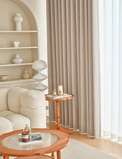 Eggshell White Curtain Panel for Living Room, Contemporary Embossed Blackout Chenille Curtain Panel
