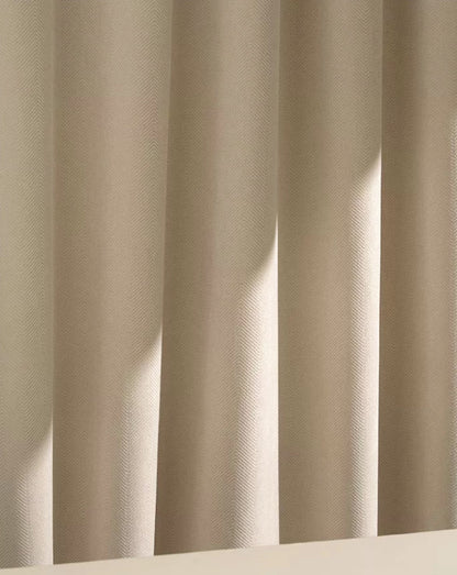 Eggshell White Curtain Panel for Living Room, Contemporary Embossed Blackout Chenille Curtain Panel