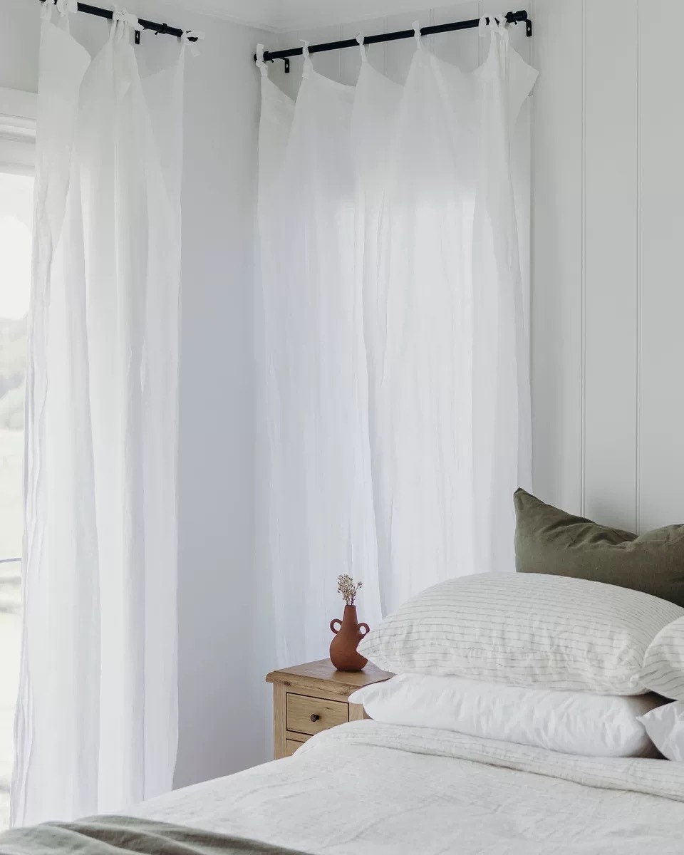 White Linen Curtain Panel, Custom Made Lightweight Curtain Window Treatment, Tab Top or Rod Pocket Style