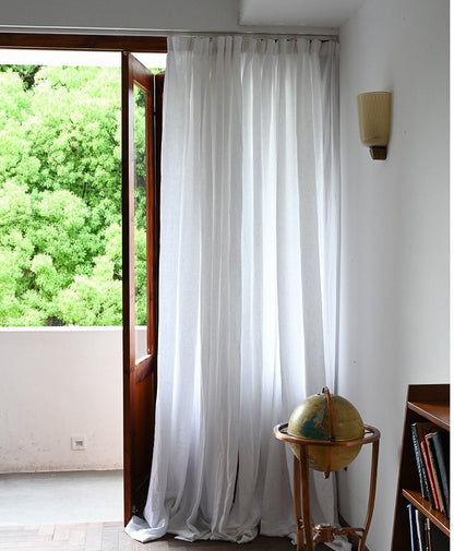 White Linen Curtain Panel, Custom Made Lightweight Curtain Window Treatment, Tab Top or Rod Pocket Style