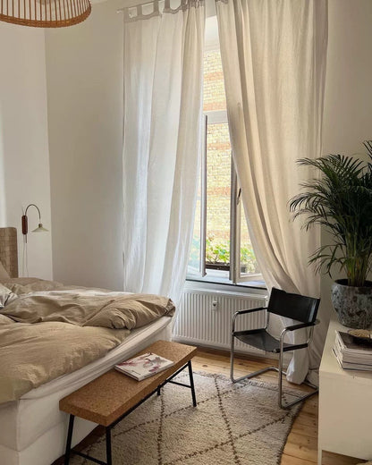 White Linen Curtain Panel, Custom Made Lightweight Curtain Window Treatment, Tab Top or Rod Pocket Style