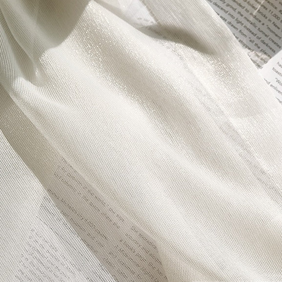 Pearl White Sheer Curtain, Shimmer Shine Curtain, Rod Pocket Curtain Panel