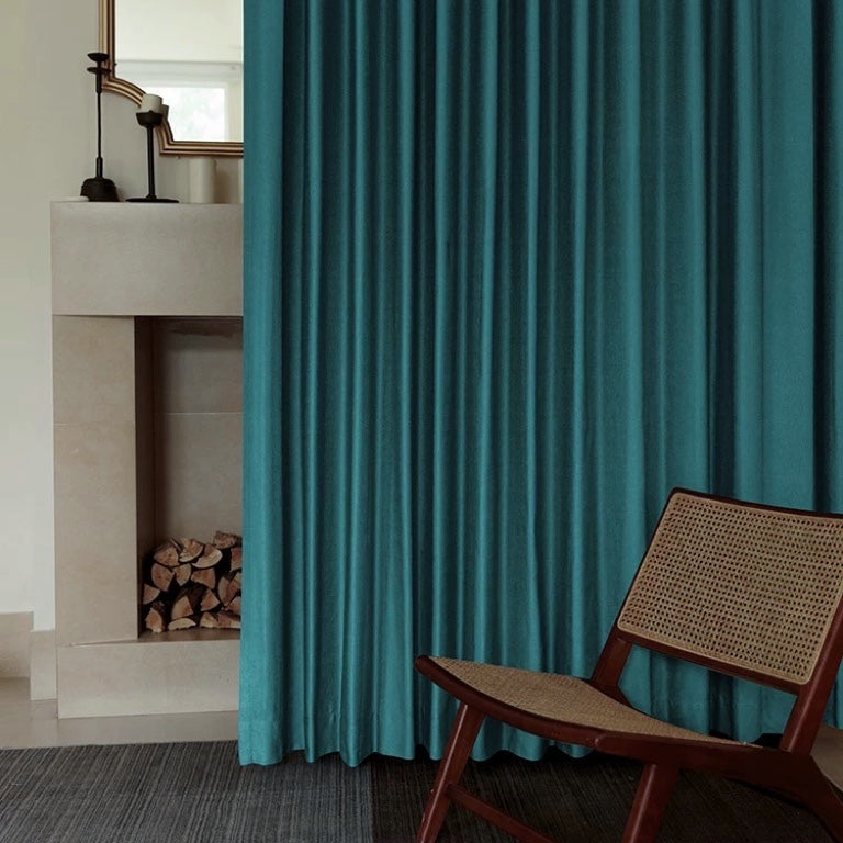 Matte Velvet Curtain Teal Blue Panels Pattern Homes