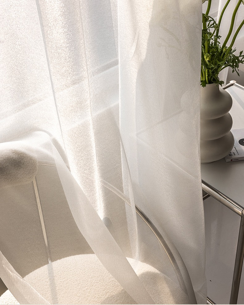 Pearl White Sheer Curtain, Shimmer Shine Curtain, Rod Pocket Curtain Panel