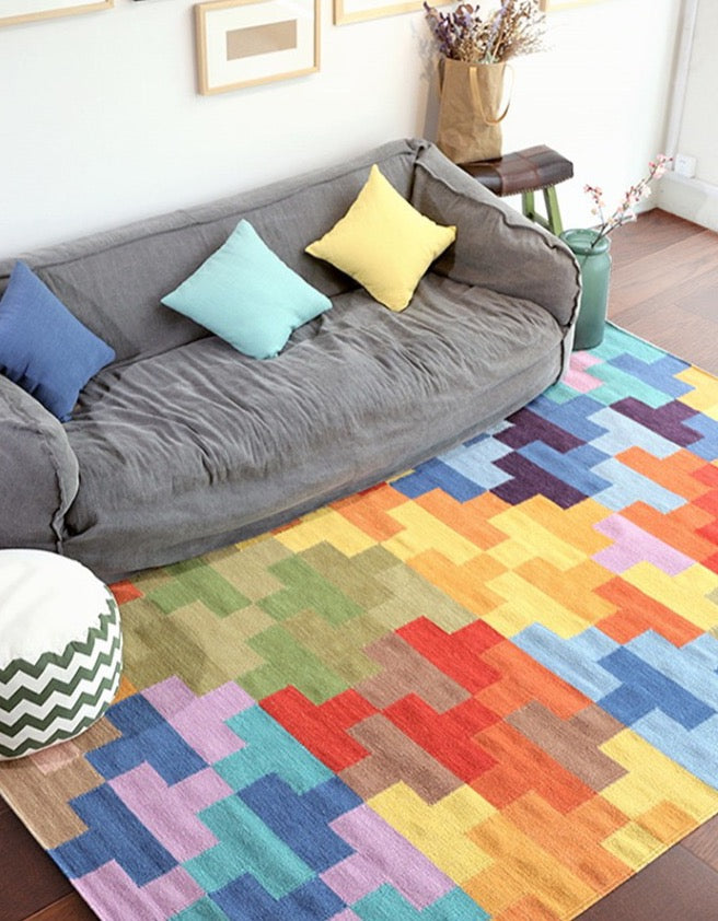 4’ X 6’ Handmade Wool Rug, Multi Colour Pattern Wool Rug, Living Room Rug, Bohemian Décor, Area Rug Luxury Home Décor
