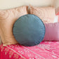 Ice Blue Luxury Velvet Cushion Cover, 20” Round Pillow Cover, Decorative Throw Pillow Pale Blue Scatter Cushion